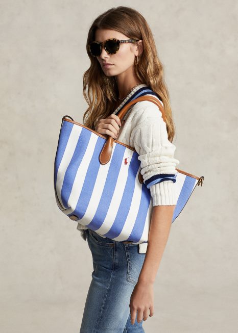 bolsa bellport média de lona reversível BD6J5194 mulheres Ralph Lauren marinha real/marinha de newport