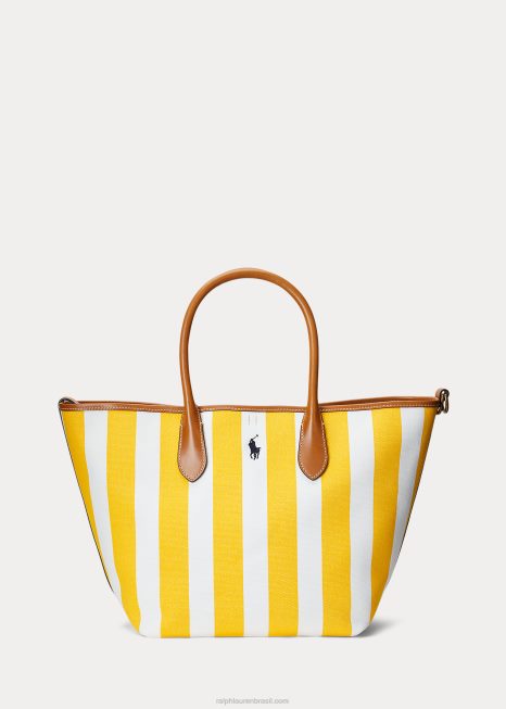 bolsa bellport média de lona reversível BD6J5196 mulheres Ralph Lauren peixe-lua amarelo/marinho