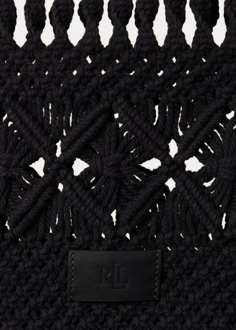 bolsa cora grande em macramê BD6J5424 mulheres Ralph Lauren preto
