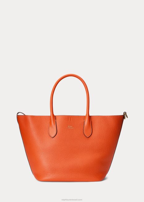 bolsa de couro reversível de porte médio BD6J5214 mulheres Ralph Lauren pôr do sol laranja
