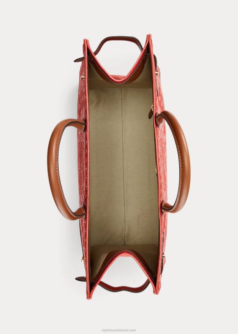 bolsa grande devyn em lona estampada BD6J5456 mulheres Ralph Lauren estampa de bandana vermelha