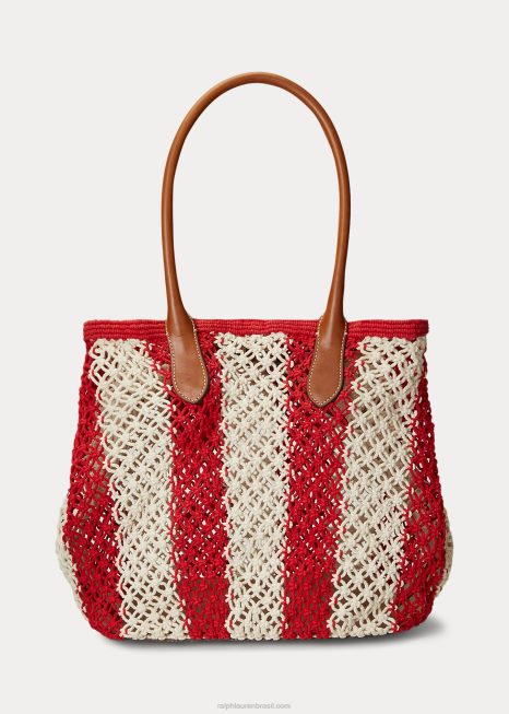 bolsa grande em tecido listrado BD6J5189 mulheres Ralph Lauren rubi/natural