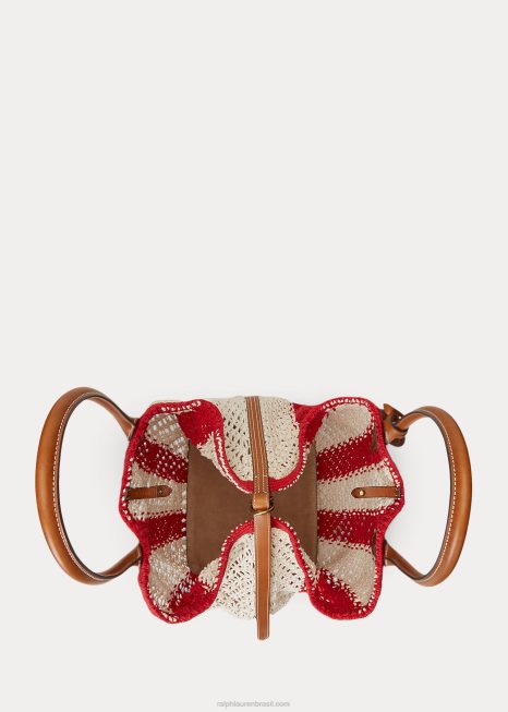 bolsa grande em tecido listrado BD6J5189 mulheres Ralph Lauren rubi/natural