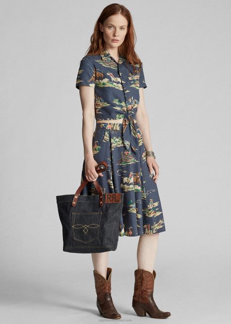 bolsa jeans BD6J5151 mulheres Ralph Lauren índigo