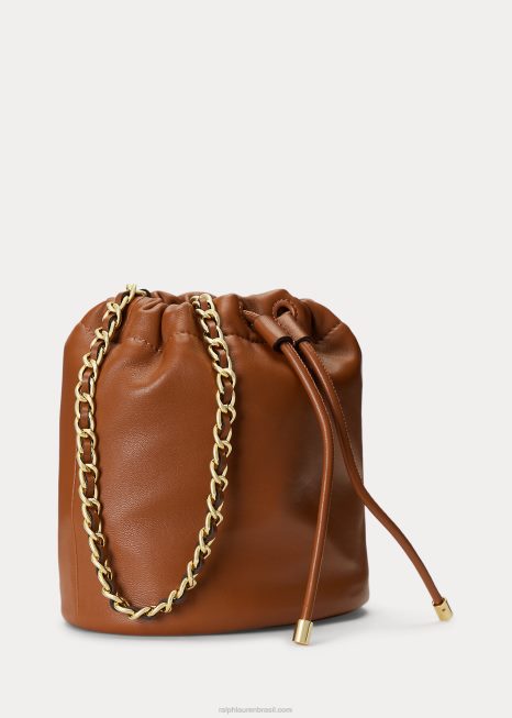 bolsa bucket emmy média em couro napa BD6J5375 mulheres Ralph Lauren bronzeado