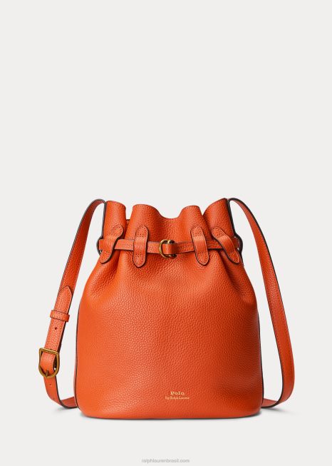 bolsa bucket média bellport em couro BD6J5202 mulheres Ralph Lauren pôr do sol laranja