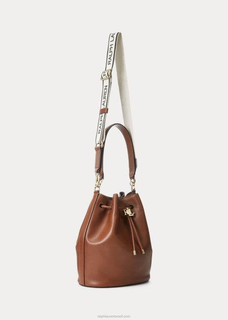 bolsa andie grande de couro com cordão BD6J5453 mulheres Ralph Lauren bronzeado