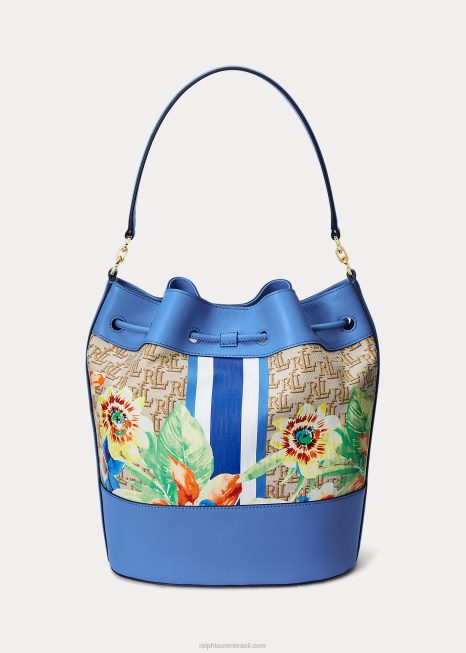 bolsa andie grande monograma com cordão BD6J5446 mulheres Ralph Lauren cáqui/azul nova inglaterra