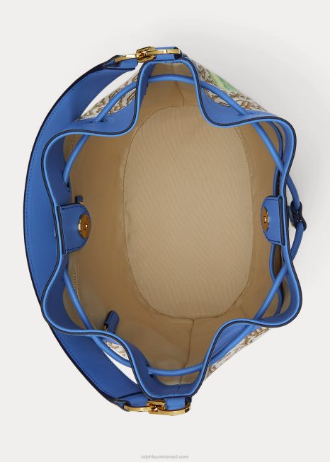 bolsa andie grande monograma com cordão BD6J5446 mulheres Ralph Lauren cáqui/azul nova inglaterra