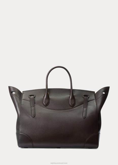 couro de bezerro macio ricky 40 BD6J5322 mulheres Ralph Lauren marrom escuro