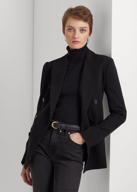 blazer crepe de lã BD6J4191 mulheres Ralph Lauren preto