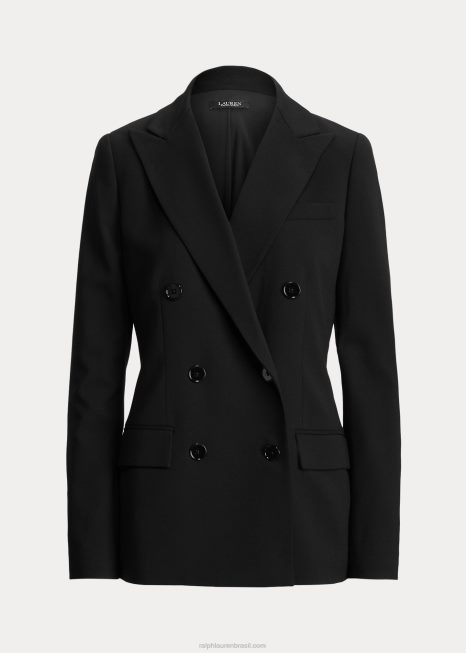 blazer crepe de lã BD6J4191 mulheres Ralph Lauren preto