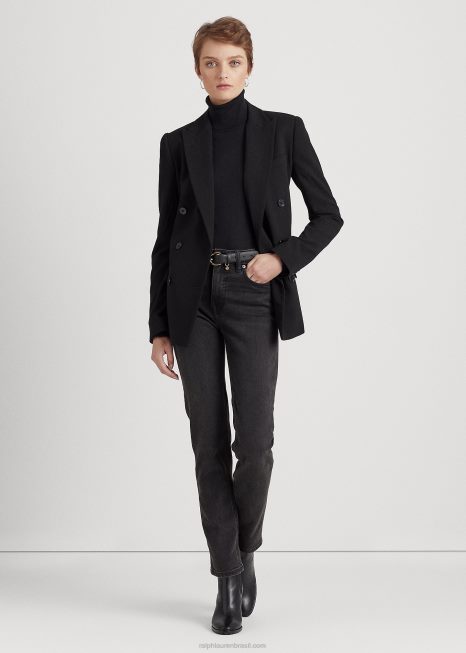 blazer crepe de lã BD6J4191 mulheres Ralph Lauren preto