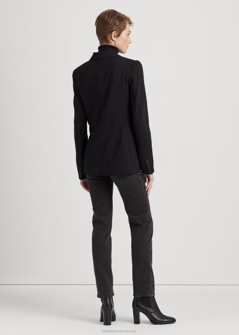 blazer crepe de lã BD6J4191 mulheres Ralph Lauren preto