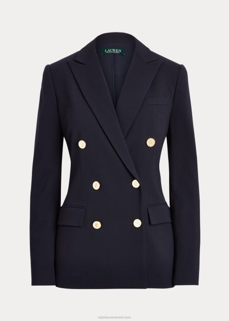 blazer crepe de lã BD6J4477 mulheres Ralph Lauren marinha