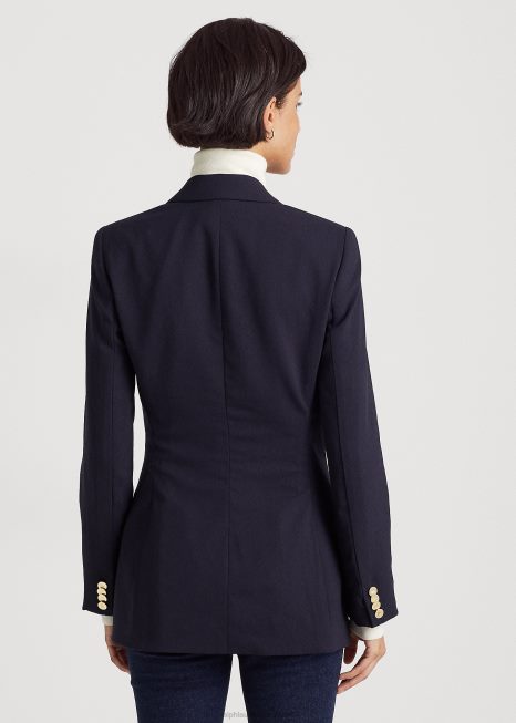 blazer crepe de lã BD6J4477 mulheres Ralph Lauren marinha