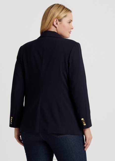 blazer crepe de lã BD6J4718 mulheres Ralph Lauren marinha
