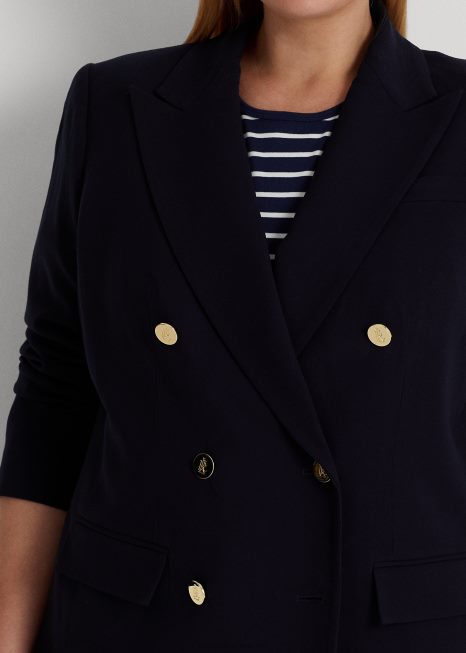 blazer crepe de lã BD6J4718 mulheres Ralph Lauren marinha
