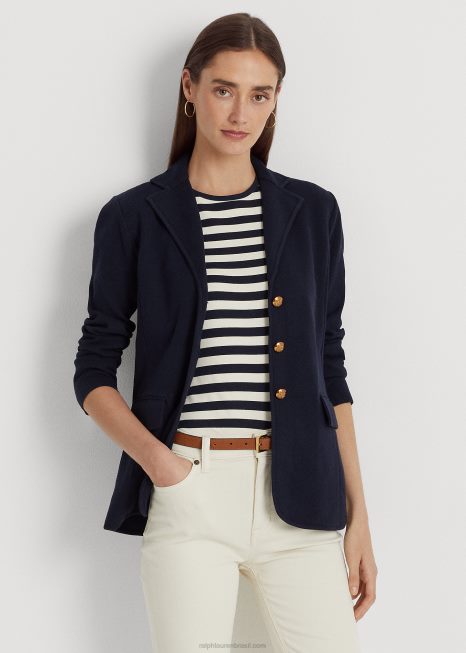 blazer de algodão penteado BD6J4275 mulheres Ralph Lauren marinha