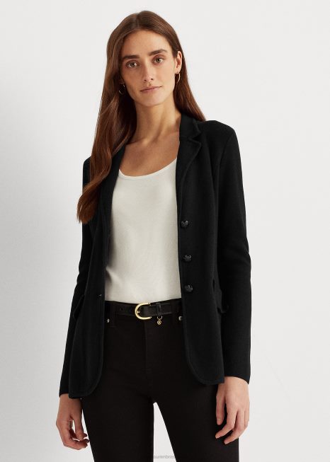 blazer de algodão penteado BD6J4491 mulheres Ralph Lauren preto