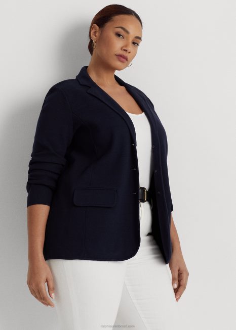 blazer de algodão penteado BD6J4738 mulheres Ralph Lauren marinha