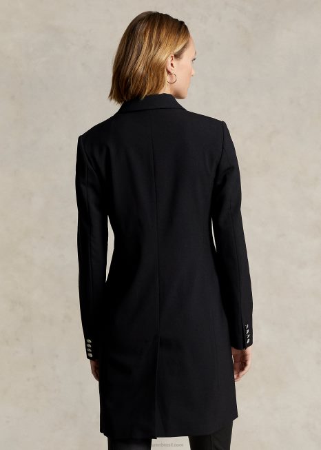 blazer de lã trespassado BD6J4760 mulheres Ralph Lauren preto