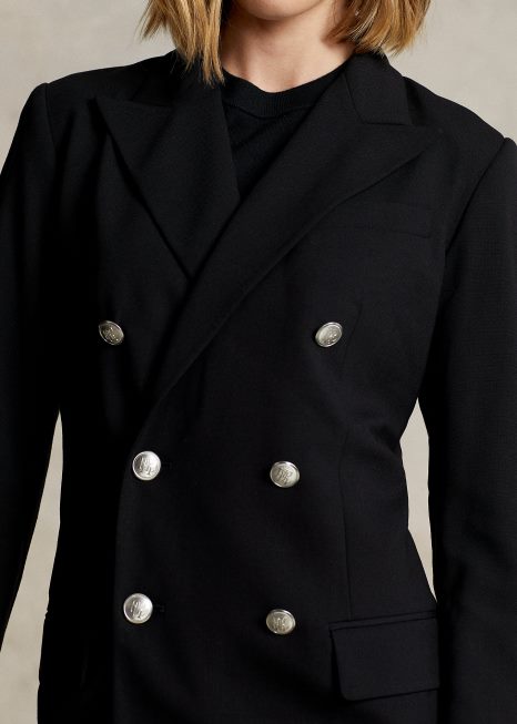 blazer de lã trespassado BD6J4760 mulheres Ralph Lauren preto