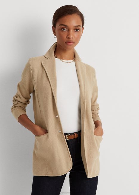 blazer de mistura de algodão BD6J4171 mulheres Ralph Lauren bronzeado de bétula