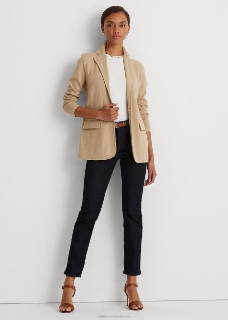 blazer de mistura de algodão BD6J4171 mulheres Ralph Lauren bronzeado de bétula
