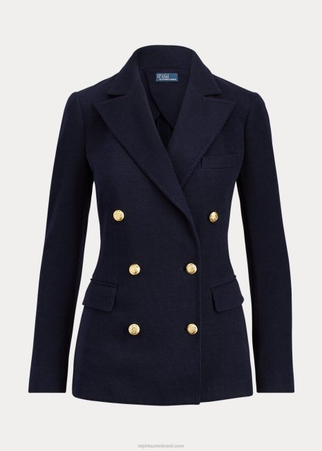 blazer de tricot transpassado BD6J9197 mulheres Ralph Lauren avenida do parque marinha