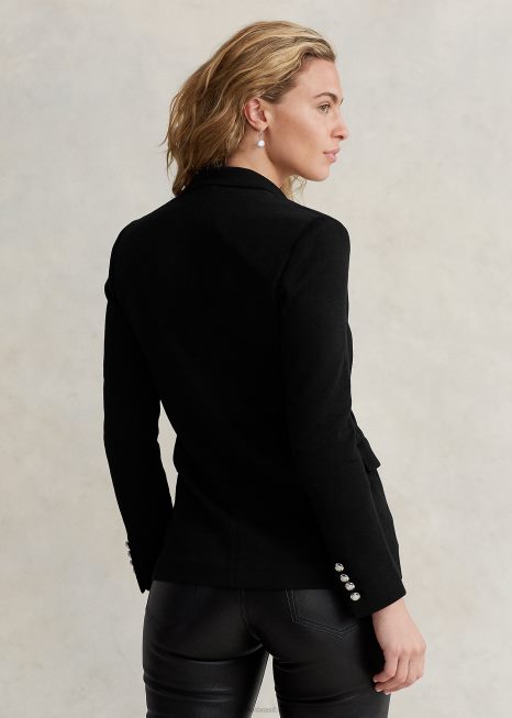 blazer de tricot transpassado BD6J9198 mulheres Ralph Lauren preto