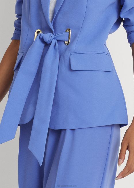 blazer georgette com cinto BD6J9561 mulheres Ralph Lauren Nova Inglaterra azul