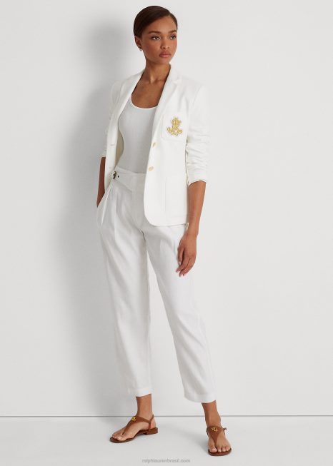 blazer jacquard ouro BD6J3778 mulheres Ralph Lauren branco