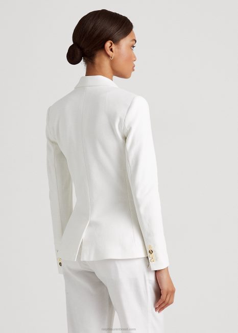 blazer jacquard ouro BD6J3778 mulheres Ralph Lauren branco