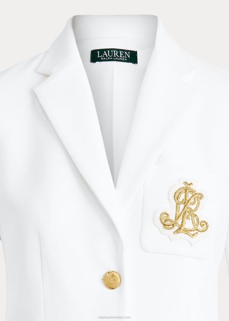 blazer jacquard ouro BD6J3778 mulheres Ralph Lauren branco