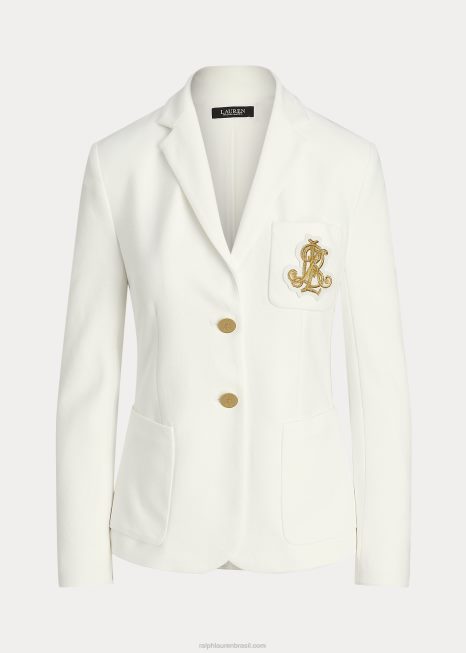 blazer jacquard ouro BD6J4296 mulheres Ralph Lauren branco