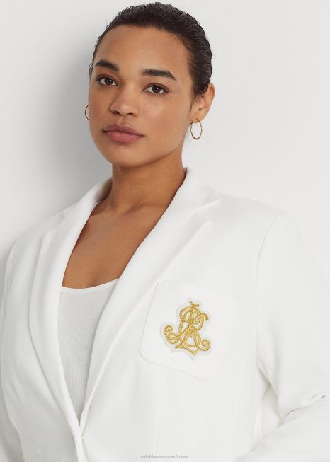 blazer jacquard ouro BD6J4515 mulheres Ralph Lauren branco