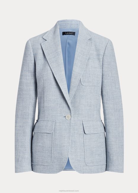 blazer linho BD6J9425 mulheres Ralph Lauren azul claro/creme