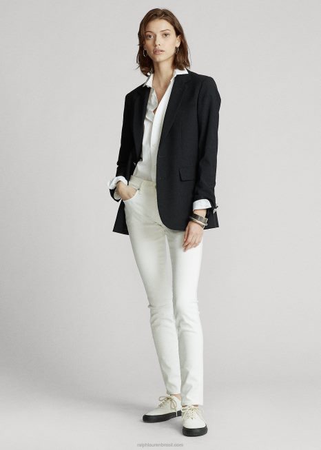 blazer mescla de lã BD6J4757 mulheres Ralph Lauren preto