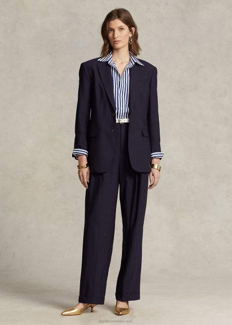 blazer mescla de lã BD6J9170 mulheres Ralph Lauren marinha