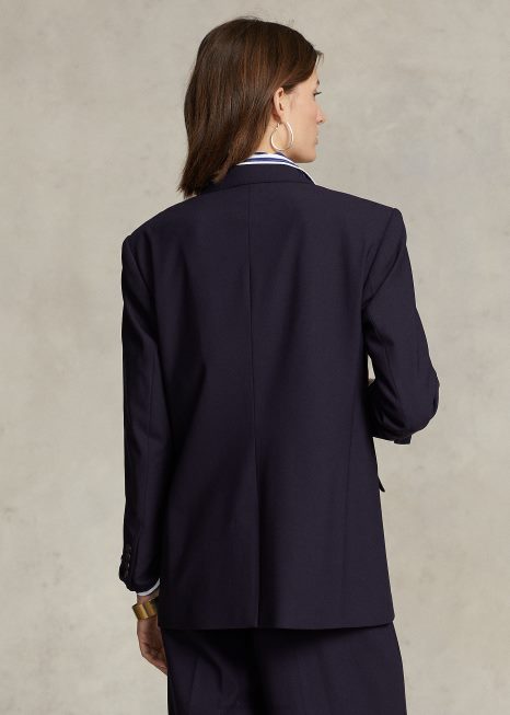 blazer mescla de lã BD6J9170 mulheres Ralph Lauren marinha
