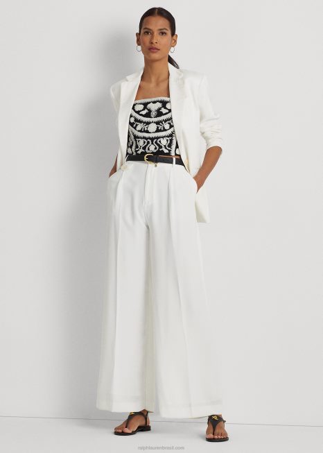 blazer sarja linho BD6J3850 mulheres Ralph Lauren branco