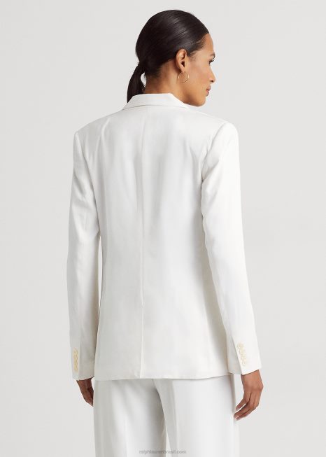 blazer sarja linho BD6J3850 mulheres Ralph Lauren branco