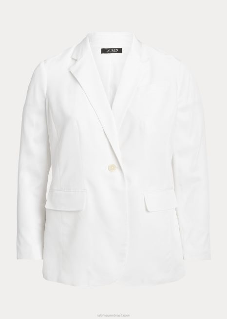 blazer sarja linho BD6J4545 mulheres Ralph Lauren branco