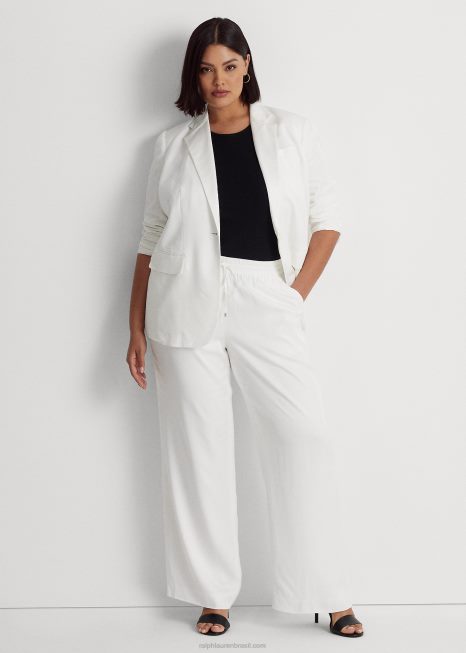 blazer sarja linho BD6J4545 mulheres Ralph Lauren branco