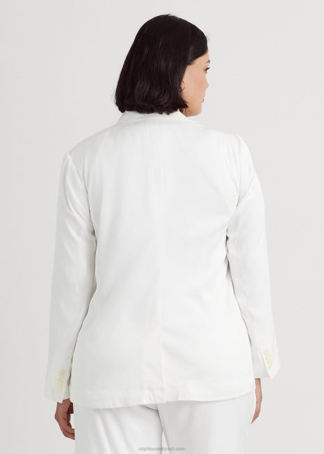 blazer sarja linho BD6J4545 mulheres Ralph Lauren branco