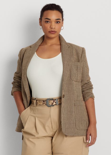 blazer sarja linho BD6J4784 mulheres Ralph Lauren marrom multi