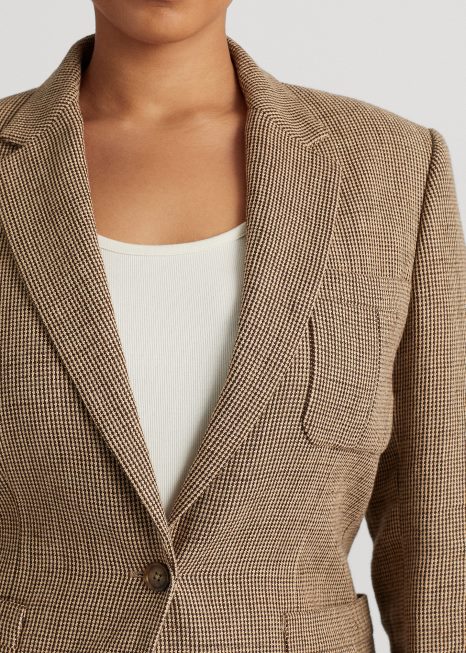 blazer sarja linho BD6J4784 mulheres Ralph Lauren marrom multi