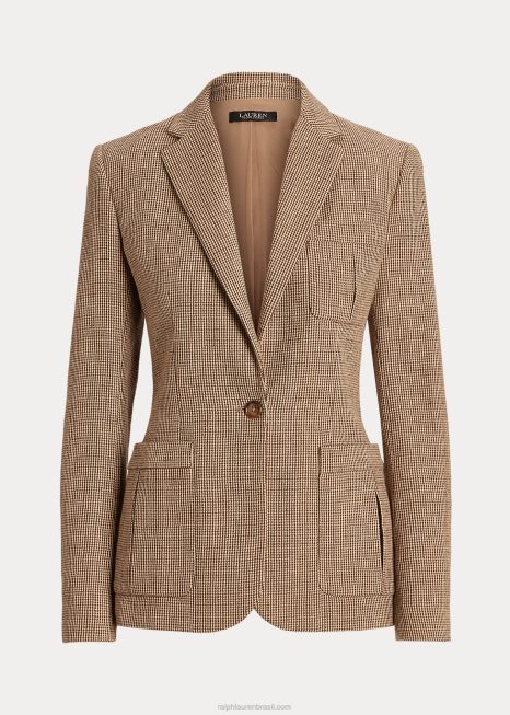 blazer sarja linho BD6J4866 mulheres Ralph Lauren marrom multi