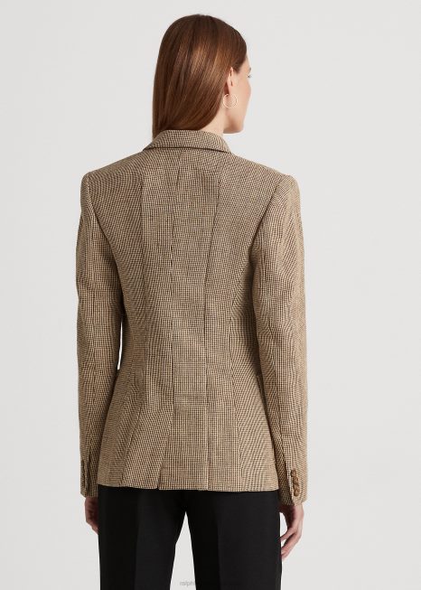 blazer sarja linho BD6J9524 mulheres Ralph Lauren marrom multi